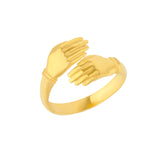 New Hug Ring With Hands Sterling Silver and Gold Plated